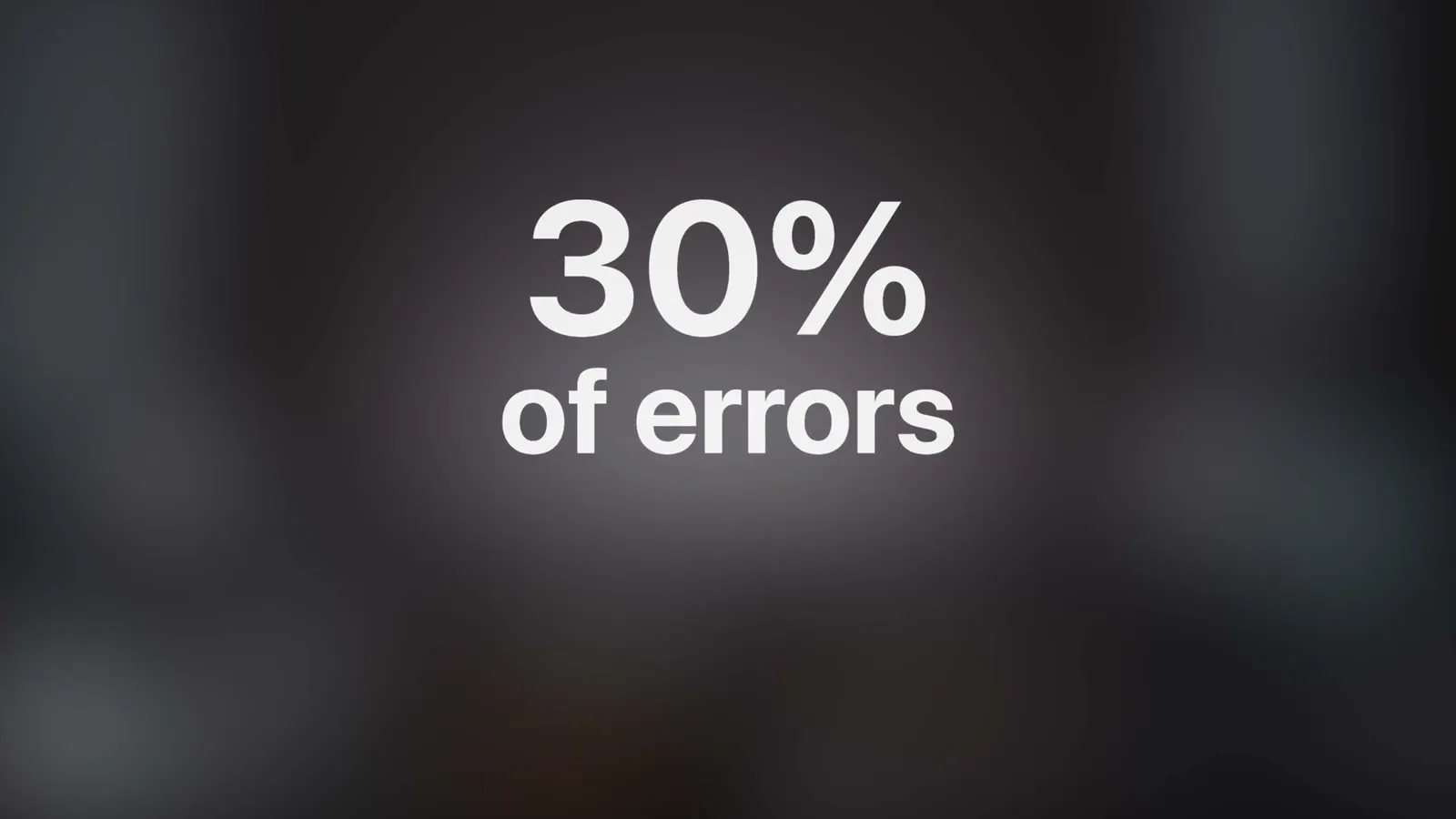 Unscharfer Laborhintergrund mit eingeblendeter Angabe 30 % of errors