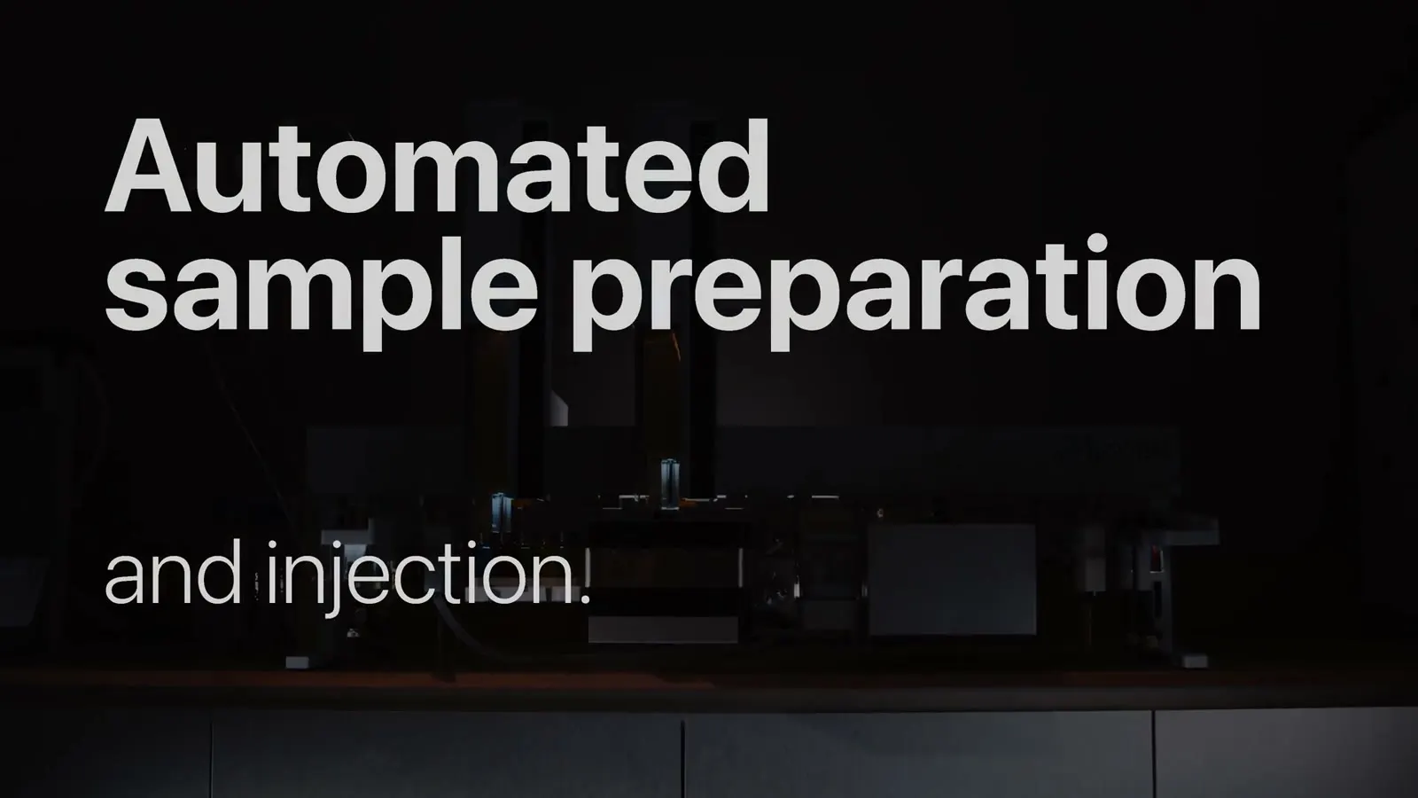 PAL System im Dunkeln mit dem Text Automated sample preparation and injection